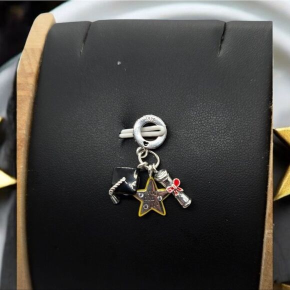 Graduation Charm Star Diploma S925 Sterling Silver Dangle Bracelet Graduate Gift - Picture 6 of 8